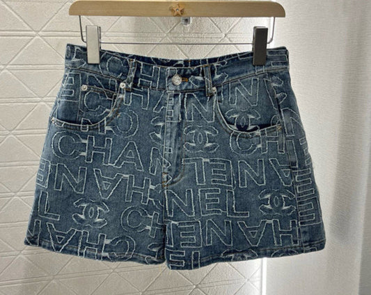 GEMUSTERT DENIM SHORTS