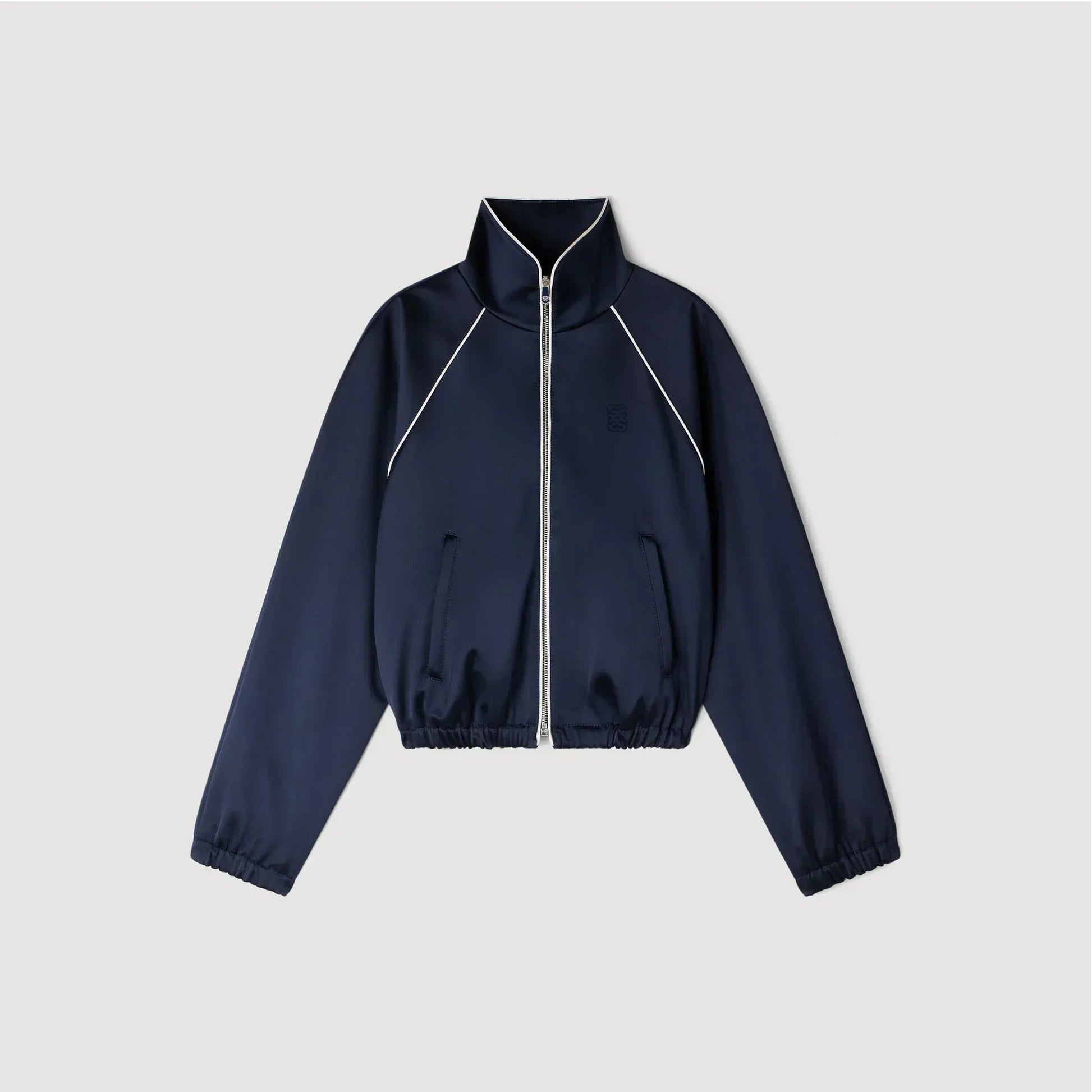 SANDRA EMBROIDERED CROPPED SATIN JACKET
