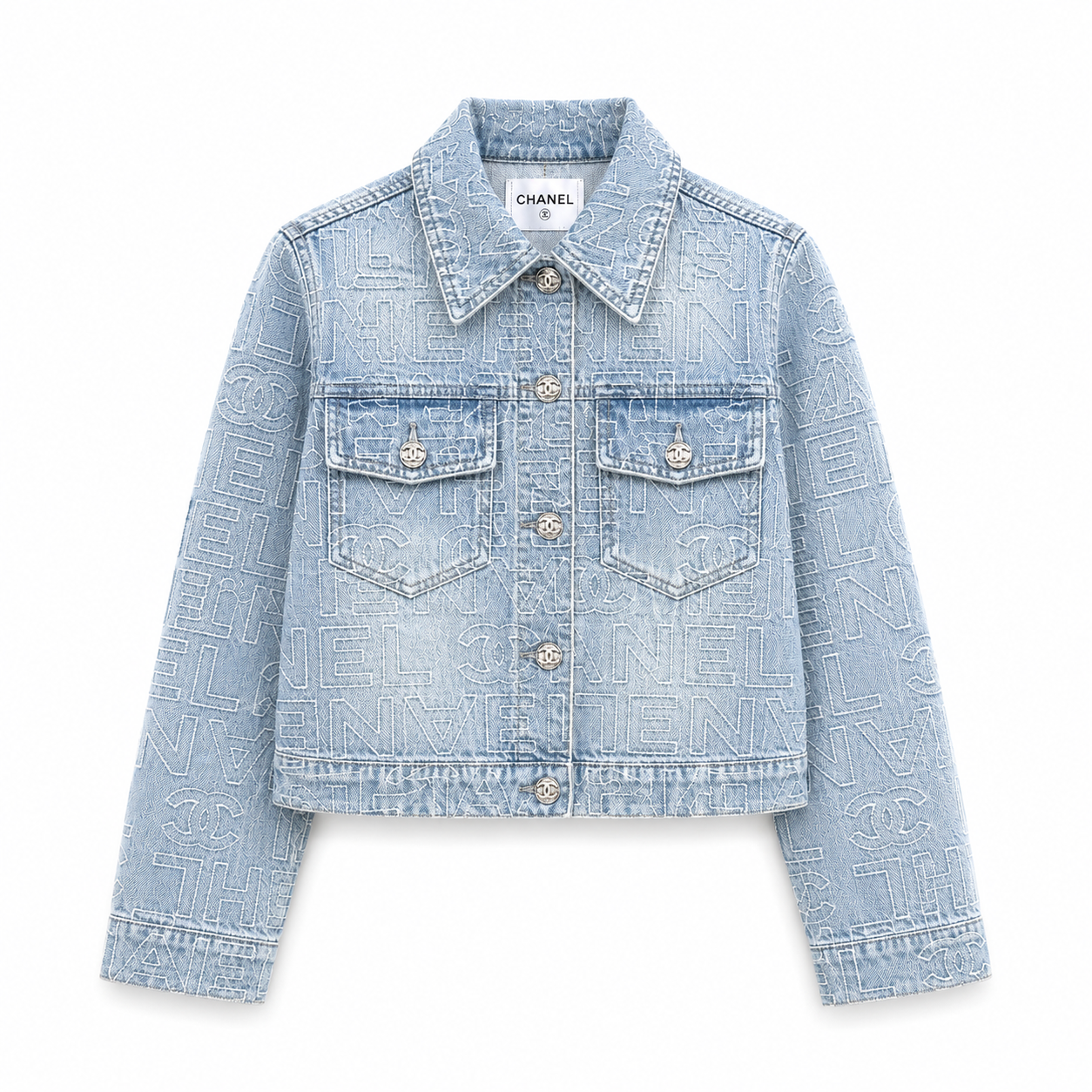 pattern denim jacket