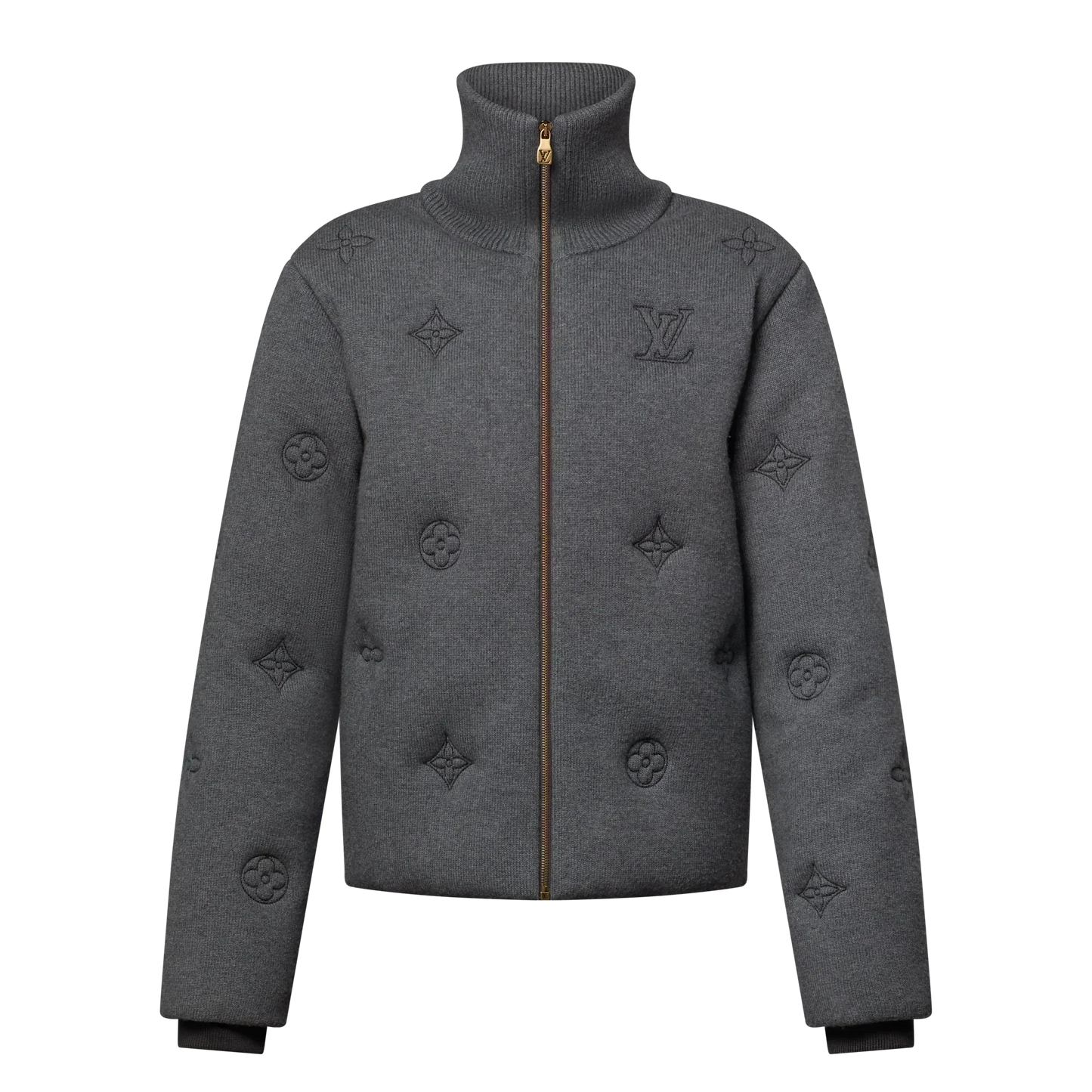 DARK GREY MONOGRAM KNITTED COAT