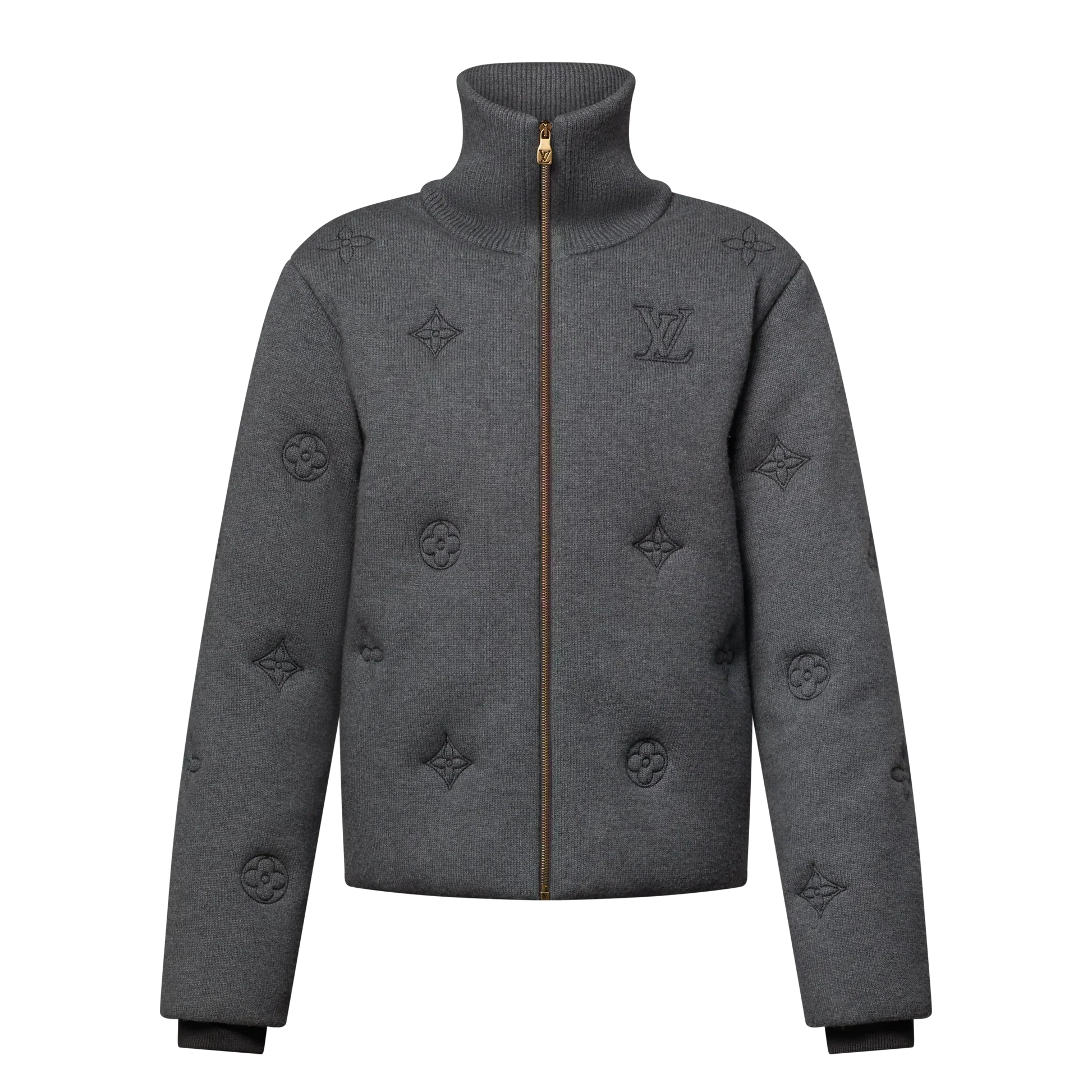 DARK GREY MONOGRAM KNITTED COAT